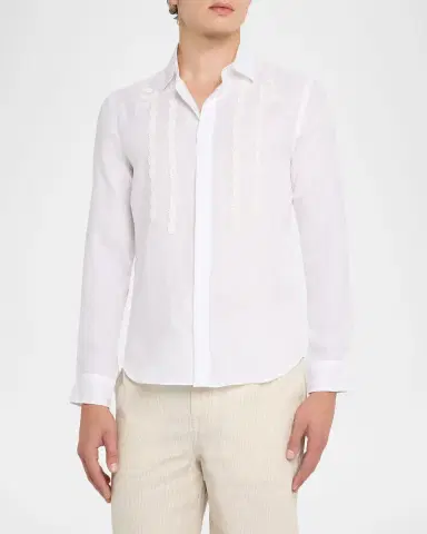 Orlebar Brown Men's Giles Linen Applique Tailored-Fit Sport Shirt | Thumbnail 4 Orlebar Brown Men's Giles Linen Applique Tailored-Fit Sport Shirt | Thumbnail 4