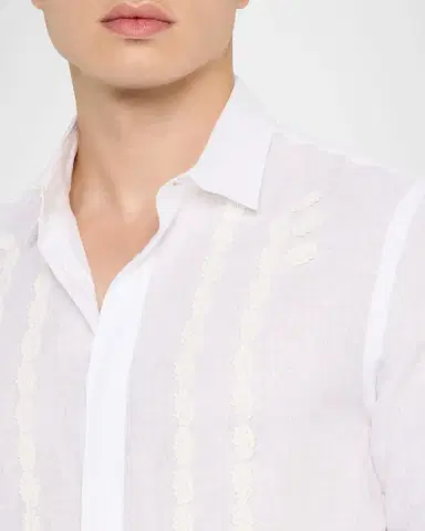 Orlebar Brown Men's Giles Linen Applique Tailored-Fit Sport Shirt | Thumbnail 5 Orlebar Brown Men's Giles Linen Applique Tailored-Fit Sport Shirt | Thumbnail 5