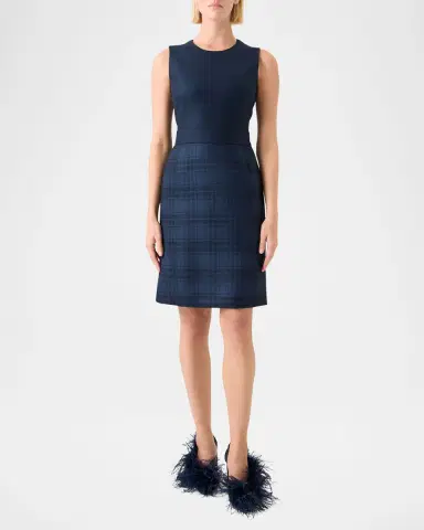 Akris Check Wool Double-Face Sleeveless A-Line Dress | Thumbnail 2 Akris Check Wool Double-Face Sleeveless A-Line Dress | Thumbnail 2