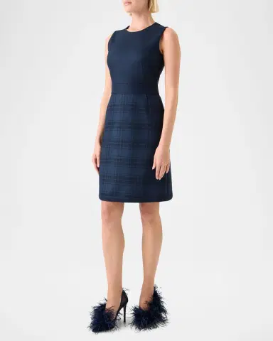 Akris Check Wool Double-Face Sleeveless A-Line Dress | Thumbnail 4 Akris Check Wool Double-Face Sleeveless A-Line Dress | Thumbnail 4
