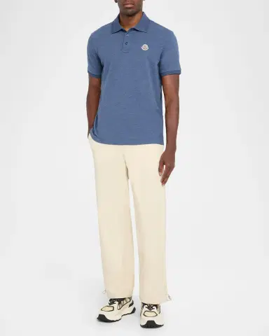 Moncler Men's Leather-Emblem Polo Shirt | Thumbnail 2 Moncler Men's Leather-Emblem Polo Shirt | Thumbnail 2