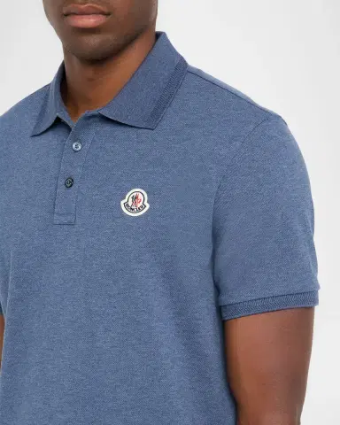Moncler Men's Leather-Emblem Polo Shirt | Thumbnail 5 Moncler Men's Leather-Emblem Polo Shirt | Thumbnail 5
