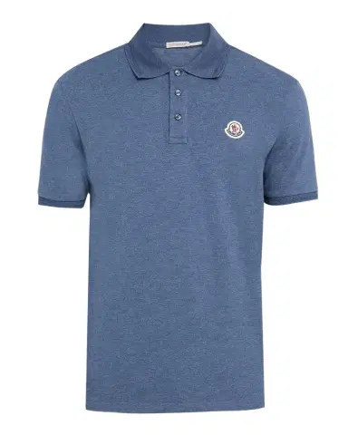 Moncler Men's Leather-Emblem Polo Shirt | Thumbnail 1 Moncler Men's Leather-Emblem Polo Shirt | Thumbnail 1