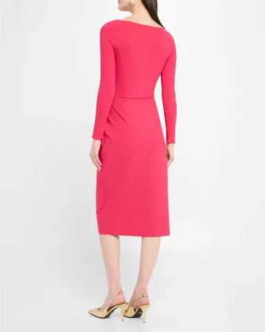 Chiara Boni La Petite Robe Gathered Bateau-Neck Midi Sheath Dress | Thumbnail 3 Chiara Boni La Petite Robe Gathered Bateau-Neck Midi Sheath Dress | Thumbnail 3