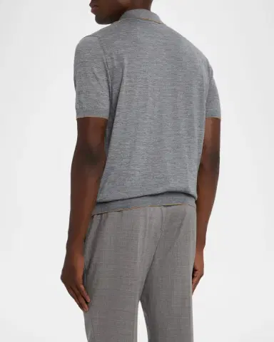Stefano Ricci Men 's Quarter-Zip Short Sleeve Polo Sweater | Thumbnail 2 Stefano Ricci Men 's Quarter-Zip Short Sleeve Polo Sweater | Thumbnail 2
