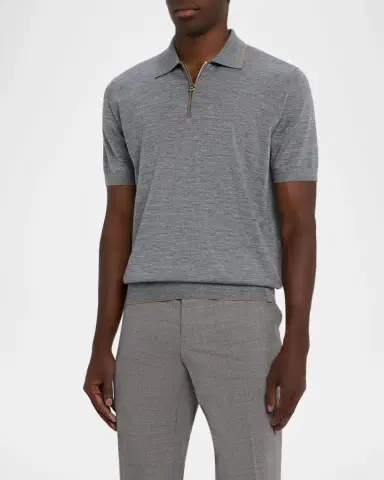 Stefano Ricci Men 's Quarter-Zip Short Sleeve Polo Sweater | Thumbnail 3 Stefano Ricci Men 's Quarter-Zip Short Sleeve Polo Sweater | Thumbnail 3