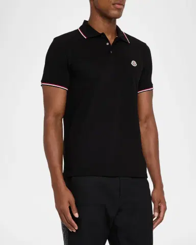 Moncler Men's Short Sleeve Polo with Contrast Sleeves | Thumbnail 4 Moncler Men's Short Sleeve Polo with Contrast Sleeves | Thumbnail 4