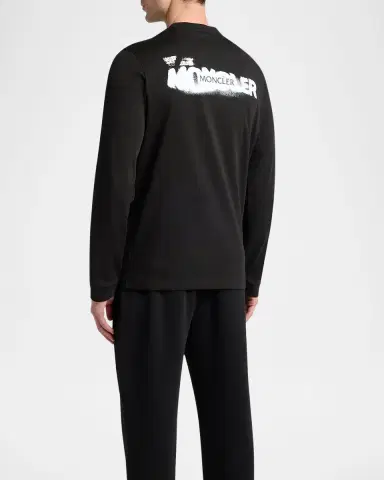 Moncler Men's Cotton Graffiti Logo Long-Sleeve T-Shirt | Thumbnail 3 Moncler Men's Cotton Graffiti Logo Long-Sleeve T-Shirt | Thumbnail 3