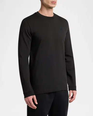 Moncler Men's Cotton Graffiti Logo Long-Sleeve T-Shirt | Thumbnail 4 Moncler Men's Cotton Graffiti Logo Long-Sleeve T-Shirt | Thumbnail 4