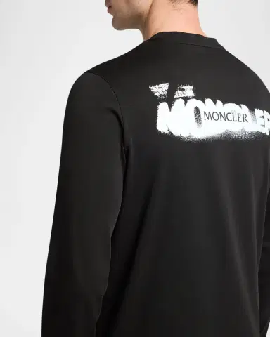 Moncler Men's Cotton Graffiti Logo Long-Sleeve T-Shirt | Thumbnail 5 Moncler Men's Cotton Graffiti Logo Long-Sleeve T-Shirt | Thumbnail 5