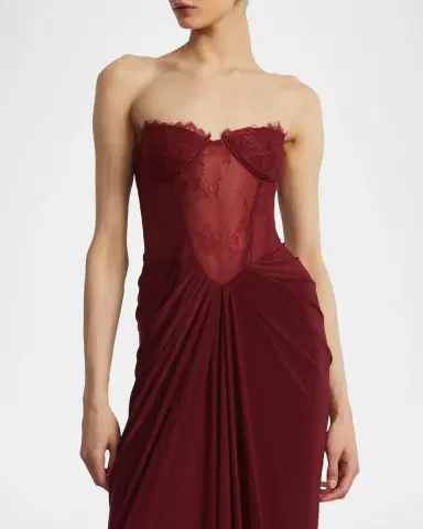 BCBGMAXAZRIA Strapless Lace & Jersey Gown | Thumbnail 4 BCBGMAXAZRIA Strapless Lace & Jersey Gown | Thumbnail 4