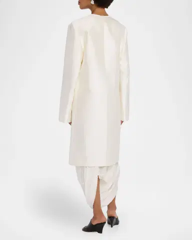 Toteme Silk Collarless Coat | Thumbnail 3 Toteme Silk Collarless Coat | Thumbnail 3
