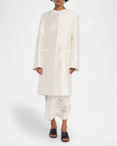 Toteme Silk Collarless Coat | Thumbnail 4 Toteme Silk Collarless Coat | Thumbnail 4