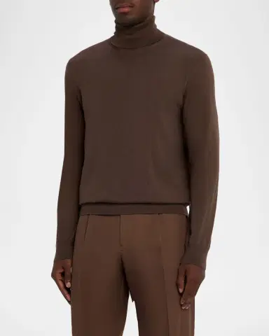 Zegna Men's Fine Cashmere and Silk Turtleneck Sweater | Thumbnail 3 Zegna Men's Fine Cashmere and Silk Turtleneck Sweater | Thumbnail 3