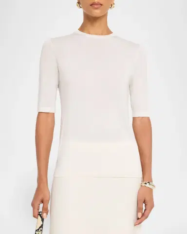 Gabriela Hearst Brunner Short-Sleeve Cashmere-Silk T-Shirt | Thumbnail 4 Gabriela Hearst Brunner Short-Sleeve Cashmere-Silk T-Shirt | Thumbnail 4
