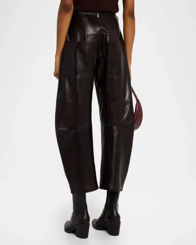 Nili Lotan Shon Leather Barrel-Leg Ankle Pants | Thumbnail 3 Nili Lotan Shon Leather Barrel-Leg Ankle Pants | Thumbnail 3