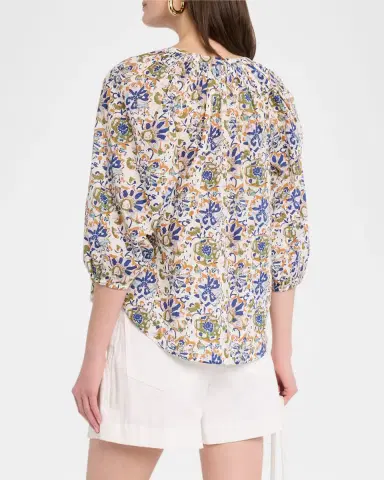 Apiece Apart Mitte Floral-Print Organic Cotton Voile Top | Thumbnail 3 Apiece Apart Mitte Floral-Print Organic Cotton Voile Top | Thumbnail 3