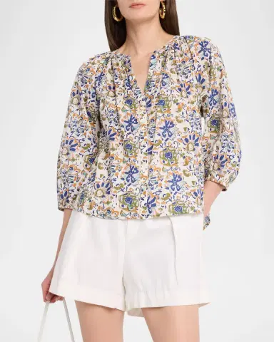 Apiece Apart Mitte Floral-Print Organic Cotton Voile Top | Thumbnail 4 Apiece Apart Mitte Floral-Print Organic Cotton Voile Top | Thumbnail 4