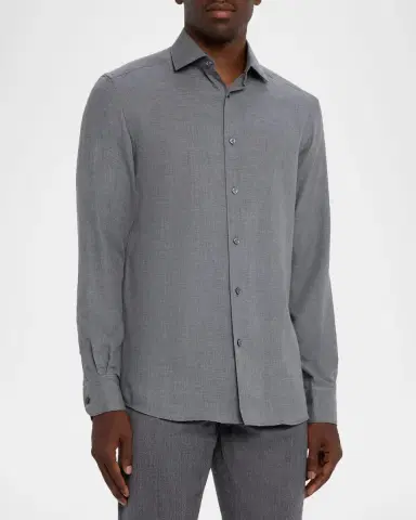 ZEGNA Men 's Melange Cashco Sport Shirt | Thumbnail 4 ZEGNA Men 's Melange Cashco Sport Shirt | Thumbnail 4