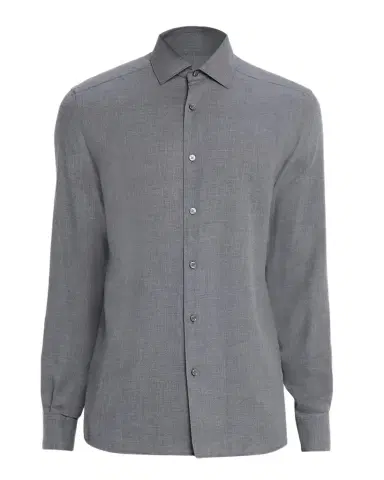 ZEGNA Men 's Melange Cashco Sport Shirt | Thumbnail 1 ZEGNA Men 's Melange Cashco Sport Shirt | Thumbnail 1