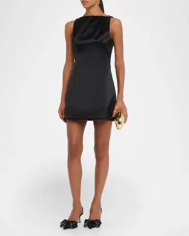 Retrofête Livie High-Neck Satin Mini Dress | Thumbnail 4 Retrofête Livie High-Neck Satin Mini Dress | Thumbnail 4