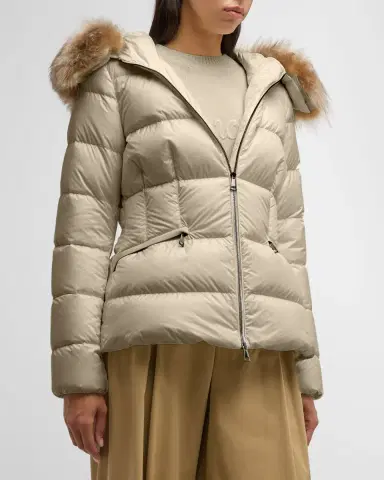 Moncler Boed Hooded Shearling-Trimmed Short Down Jacket | Thumbnail 3 Moncler Boed Hooded Shearling-Trimmed Short Down Jacket | Thumbnail 3