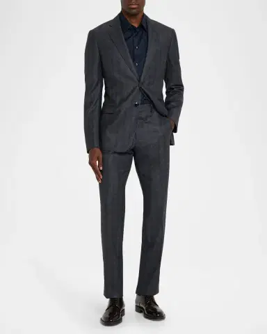 Giorgio Armani Men's Blurred Plaid G Line Two-Piece Suit | Thumbnail 2 Giorgio Armani Men's Blurred Plaid G Line Two-Piece Suit | Thumbnail 2