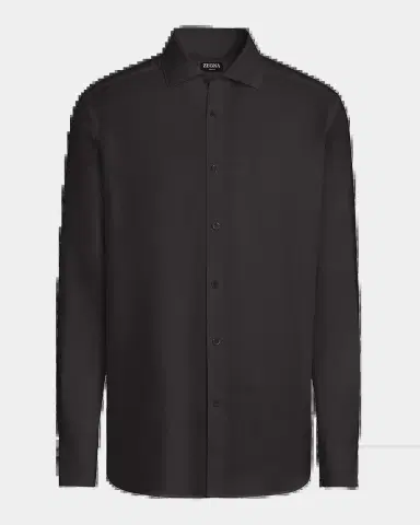 ZEGNA Men's Cashco Cashmere and Cotton Solid Dress Shirt | Thumbnail 2 ZEGNA Men's Cashco Cashmere and Cotton Solid Dress Shirt | Thumbnail 2