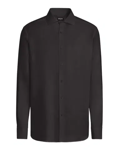 ZEGNA Men's Cashco Cashmere and Cotton Solid Dress Shirt | Thumbnail 1 ZEGNA Men's Cashco Cashmere and Cotton Solid Dress Shirt | Thumbnail 1