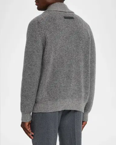 ZEGNA Men's Jacquard Knit Cardigan | Thumbnail 2 ZEGNA Men's Jacquard Knit Cardigan | Thumbnail 2