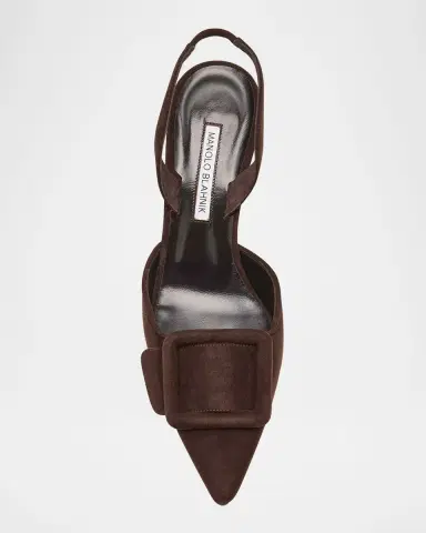 Manolo Blahnik Maysli Suede Buckle Halter Pumps | Thumbnail 6 Manolo Blahnik Maysli Suede Buckle Halter Pumps | Thumbnail 6