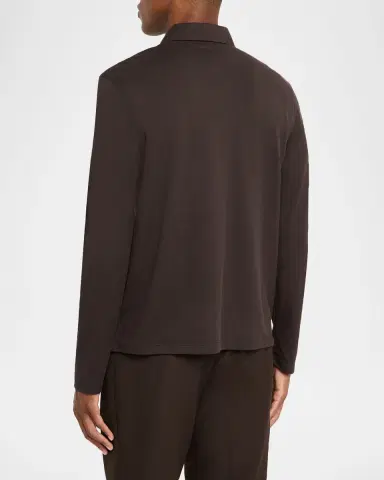 dunhill Men 's Cotton and Silk Long-Sleeve Polo Shirt | Thumbnail 2 dunhill Men 's Cotton and Silk Long-Sleeve Polo Shirt | Thumbnail 2