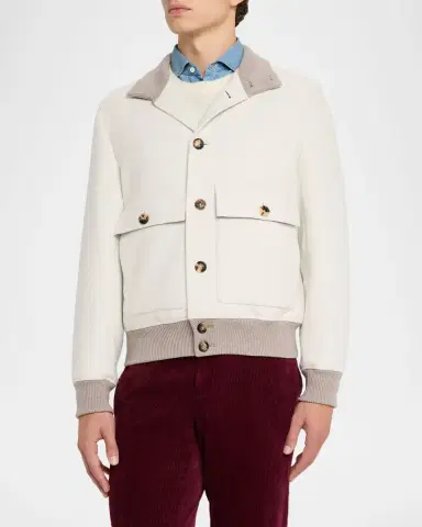 Brunello Cucinelli Men's Wool Button-Front Jacket | Thumbnail 4 Brunello Cucinelli Men's Wool Button-Front Jacket | Thumbnail 4