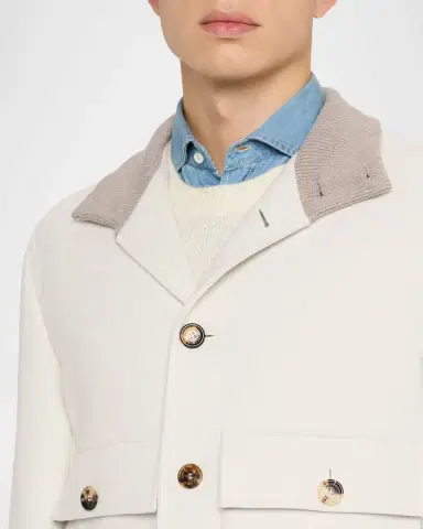 Brunello Cucinelli Men's Wool Button-Front Jacket | Thumbnail 5 Brunello Cucinelli Men's Wool Button-Front Jacket | Thumbnail 5