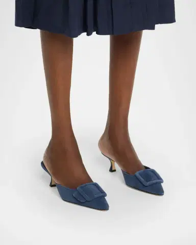 Manolo Blahnik Maysale Suede Buckle Mules | Thumbnail 2 Manolo Blahnik Maysale Suede Buckle Mules | Thumbnail 2
