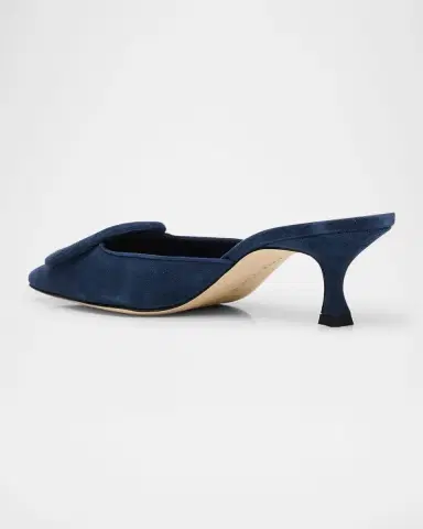 Manolo Blahnik Maysale Suede Buckle Mules | Thumbnail 4 Manolo Blahnik Maysale Suede Buckle Mules | Thumbnail 4