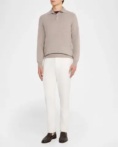 Brunello Cucinelli Men's Premium Cashmere Polo Sweater | Thumbnail 2 Brunello Cucinelli Men's Premium Cashmere Polo Sweater | Thumbnail 2