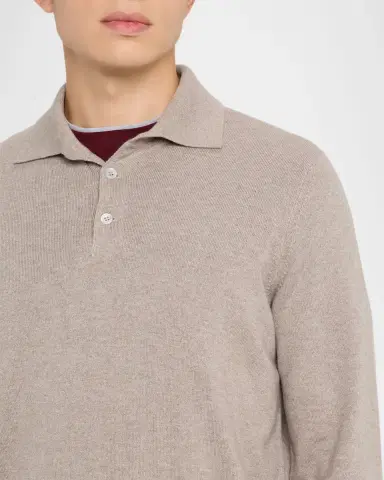 Brunello Cucinelli Men's Premium Cashmere Polo Sweater | Thumbnail 5 Brunello Cucinelli Men's Premium Cashmere Polo Sweater | Thumbnail 5