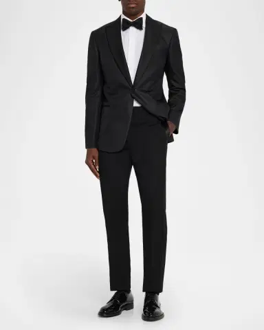 Giorgio Armani Men's Honeycomb Satin Peak Lapel Dinner Jacket | Thumbnail 2 Giorgio Armani Men's Honeycomb Satin Peak Lapel Dinner Jacket | Thumbnail 2