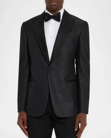 Giorgio Armani Men's Honeycomb Satin Peak Lapel Dinner Jacket | Thumbnail 4 Giorgio Armani Men's Honeycomb Satin Peak Lapel Dinner Jacket | Thumbnail 4