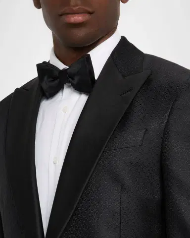 Giorgio Armani Men's Honeycomb Satin Peak Lapel Dinner Jacket | Thumbnail 5 Giorgio Armani Men's Honeycomb Satin Peak Lapel Dinner Jacket | Thumbnail 5