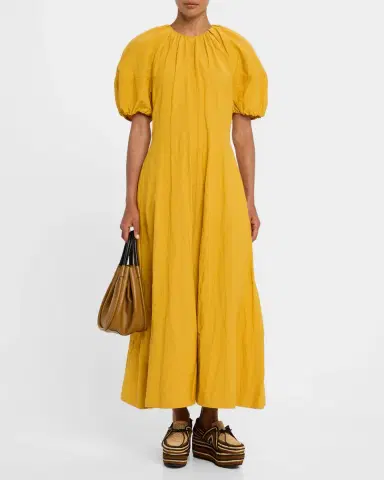 Apiece Apart Antonella Blouson-Sleeve Ruched Maxi Dress | Thumbnail 2 Apiece Apart Antonella Blouson-Sleeve Ruched Maxi Dress | Thumbnail 2