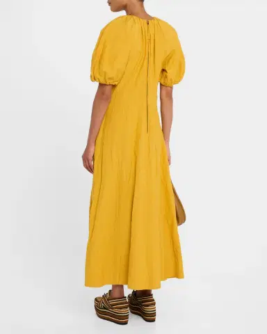 Apiece Apart Antonella Blouson-Sleeve Ruched Maxi Dress | Thumbnail 3 Apiece Apart Antonella Blouson-Sleeve Ruched Maxi Dress | Thumbnail 3