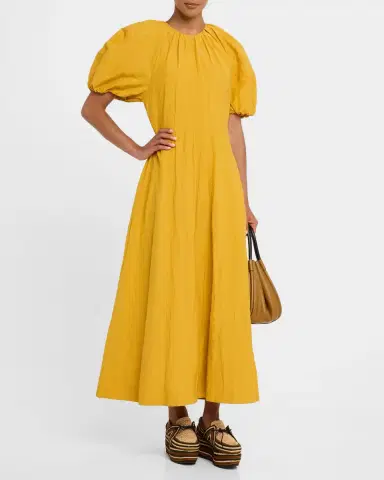 Apiece Apart Antonella Blouson-Sleeve Ruched Maxi Dress | Thumbnail 4 Apiece Apart Antonella Blouson-Sleeve Ruched Maxi Dress | Thumbnail 4
