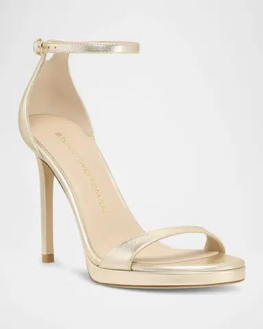 Stuart Weitzman Nudist Metallic Ankle-Wrap Platform Sandals | Thumbnail 2 Stuart Weitzman Nudist Metallic Ankle-Wrap Platform Sandals | Thumbnail 2