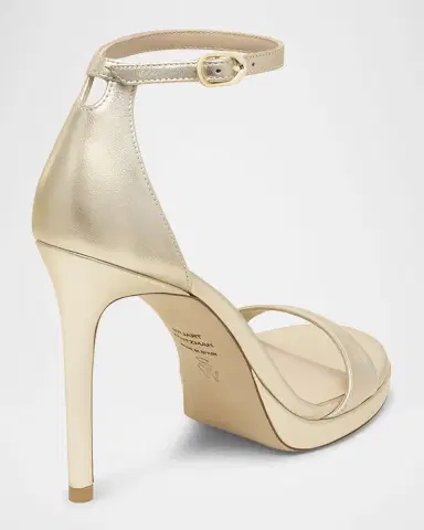 Stuart Weitzman Nudist Metallic Ankle-Wrap Platform Sandals | Thumbnail 3 Stuart Weitzman Nudist Metallic Ankle-Wrap Platform Sandals | Thumbnail 3