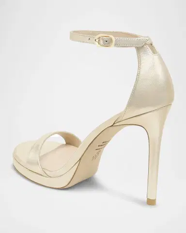 Stuart Weitzman Nudist Metallic Ankle-Wrap Platform Sandals | Thumbnail 4 Stuart Weitzman Nudist Metallic Ankle-Wrap Platform Sandals | Thumbnail 4
