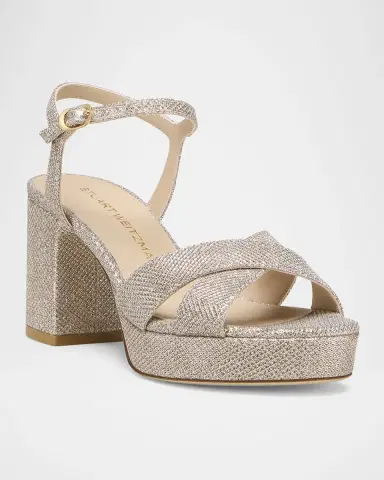 Stuart Weitzman Dayna Metallic Crisscross Platform Sandals | Thumbnail 2 Stuart Weitzman Dayna Metallic Crisscross Platform Sandals | Thumbnail 2