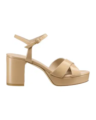 Stuart Weitzman Dayna Patent Crisscross Platform Sandals | Thumbnail 1 Stuart Weitzman Dayna Patent Crisscross Platform Sandals | Thumbnail 1