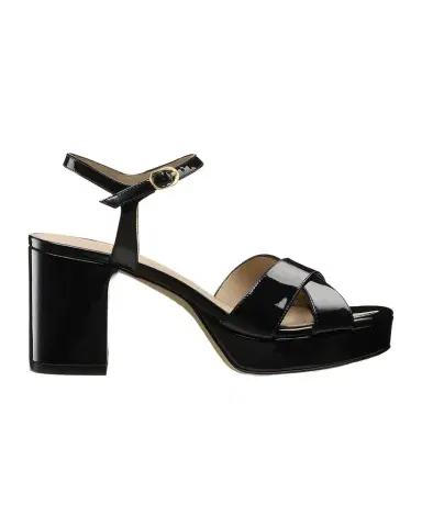 Stuart Weitzman Dayna Patent Crisscross Platform Sandals | Thumbnail 1 Stuart Weitzman Dayna Patent Crisscross Platform Sandals | Thumbnail 1